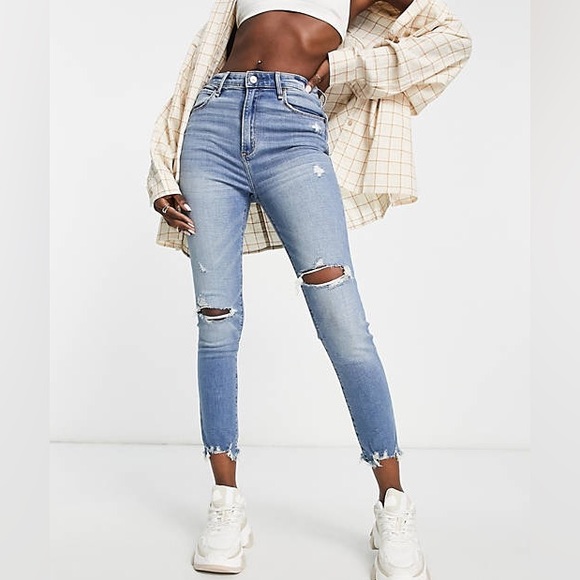 Zara The Skinny High Rise Distressed Ripped Jeans SZ 27 - Picture 3 of 15